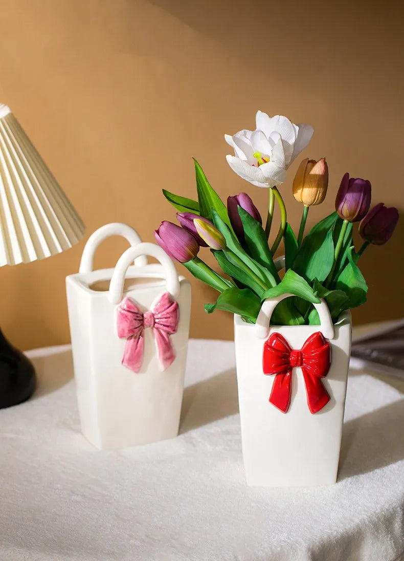 Blush Bow Vase